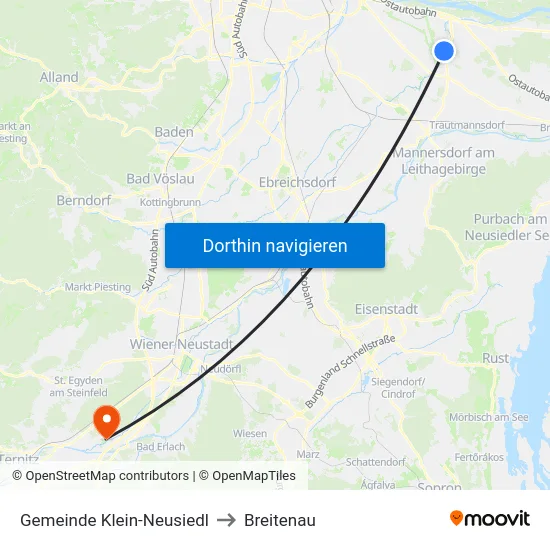 Gemeinde Klein-Neusiedl to Breitenau map