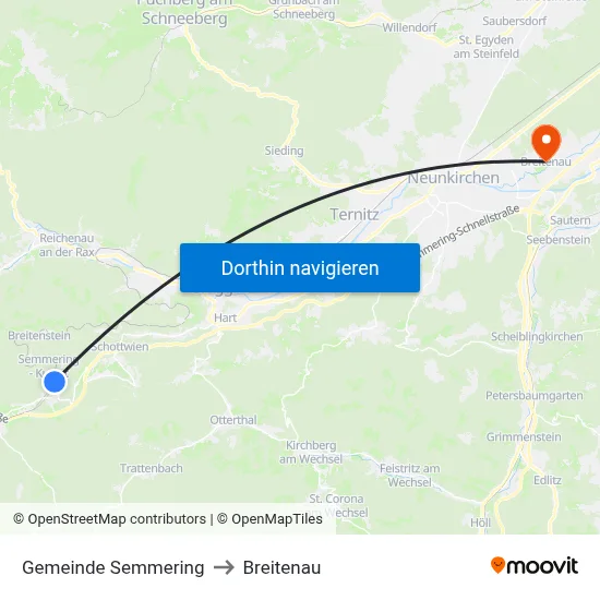 Gemeinde Semmering to Breitenau map