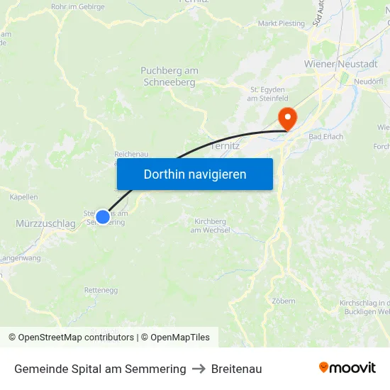 Gemeinde Spital am Semmering to Breitenau map