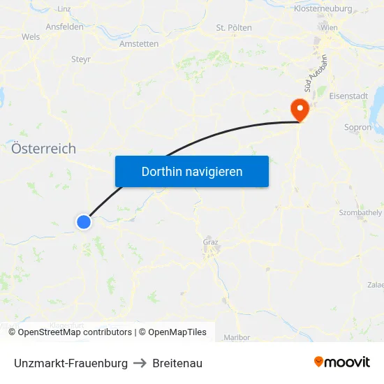Unzmarkt-Frauenburg to Breitenau map