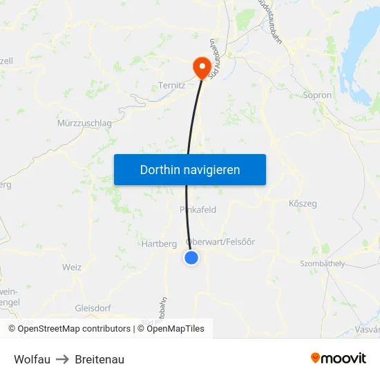 Wolfau to Breitenau map