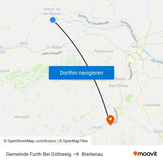 Gemeinde Furth Bei Göttweig to Breitenau map