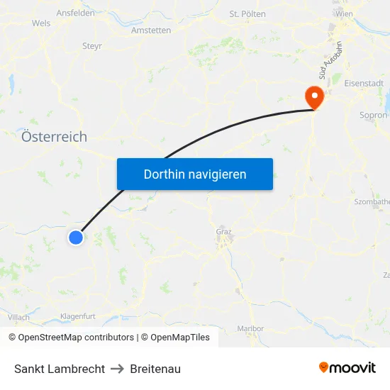 Sankt Lambrecht to Breitenau map