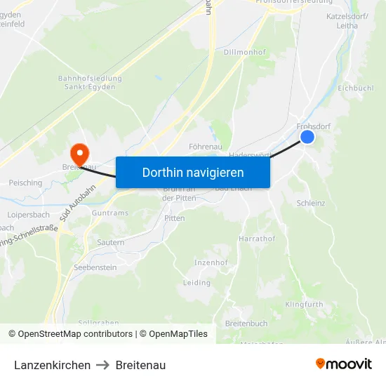 Lanzenkirchen to Breitenau map