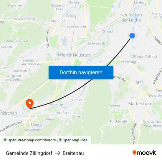 Gemeinde Zillingdorf to Breitenau map