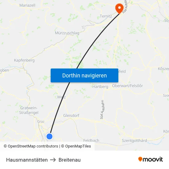 Hausmannstätten to Breitenau map