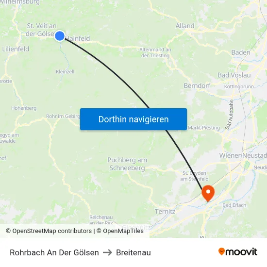 Rohrbach An Der Gölsen to Breitenau map