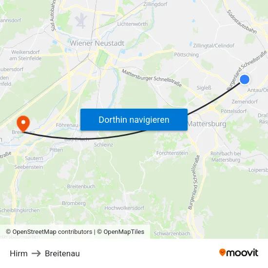 Hirm to Breitenau map