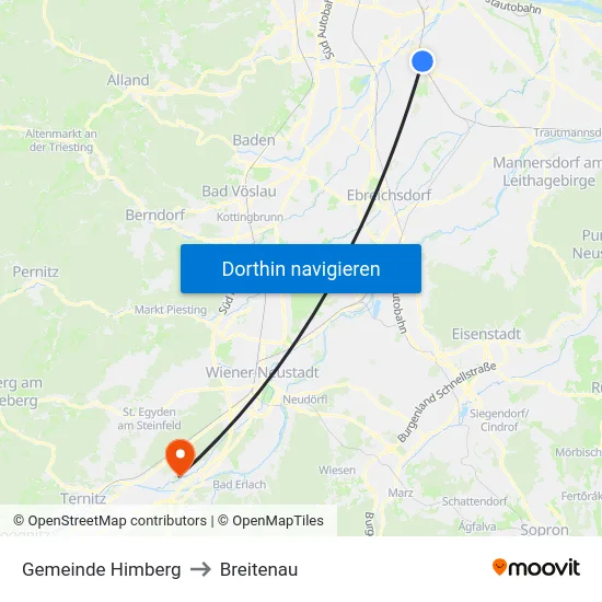 Gemeinde Himberg to Breitenau map