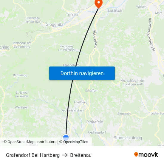 Grafendorf Bei Hartberg to Breitenau map