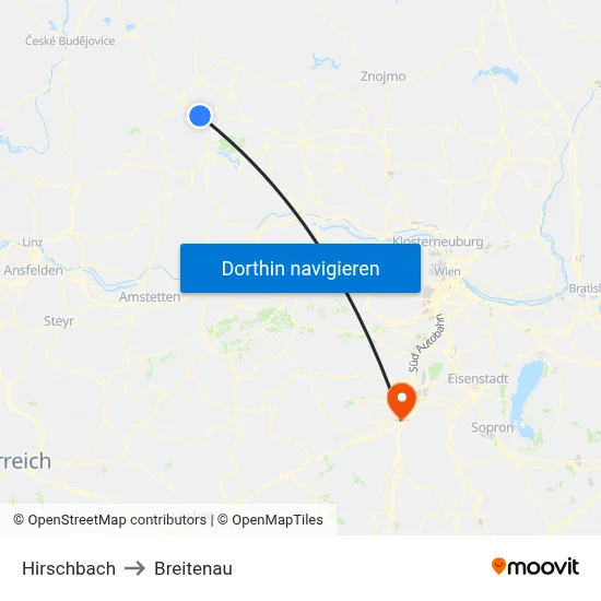 Hirschbach to Breitenau map