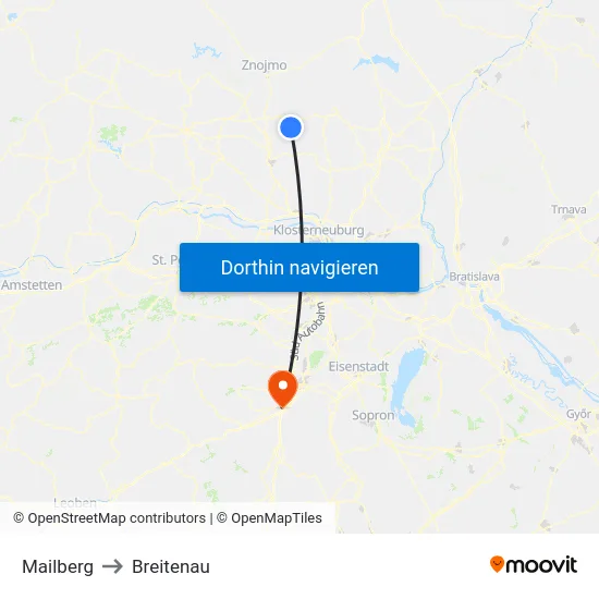 Mailberg to Breitenau map