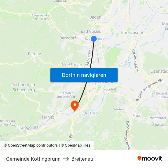 Gemeinde Kottingbrunn to Breitenau map