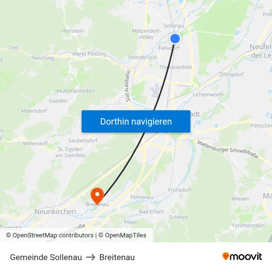 Gemeinde Sollenau to Breitenau map