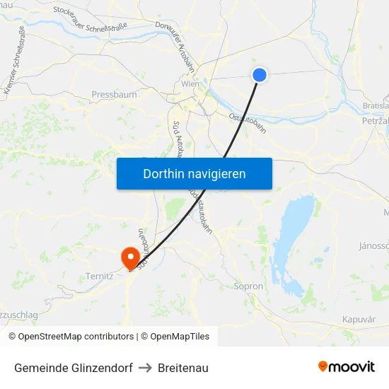 Gemeinde Glinzendorf to Breitenau map