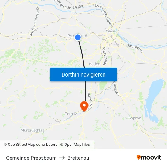 Gemeinde Pressbaum to Breitenau map