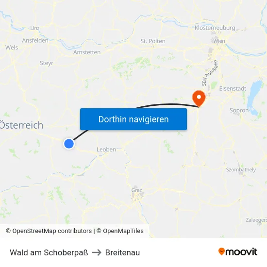 Wald am Schoberpaß to Breitenau map