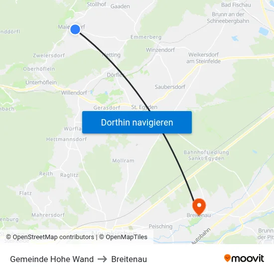 Gemeinde Hohe Wand to Breitenau map