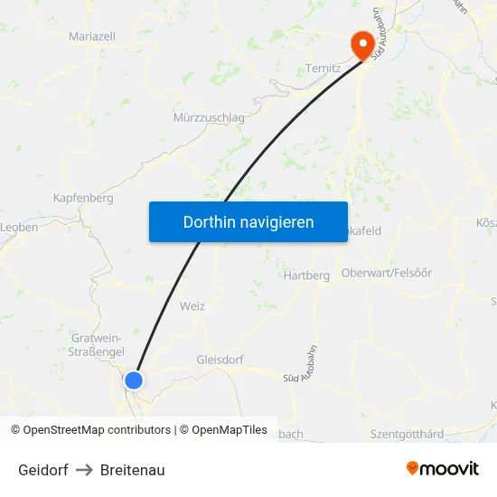 Geidorf to Breitenau map