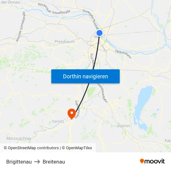 Brigittenau to Breitenau map
