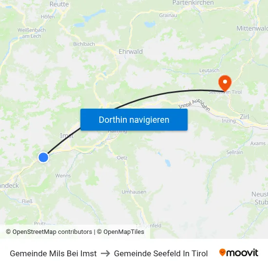 Gemeinde Mils Bei Imst to Gemeinde Seefeld In Tirol map