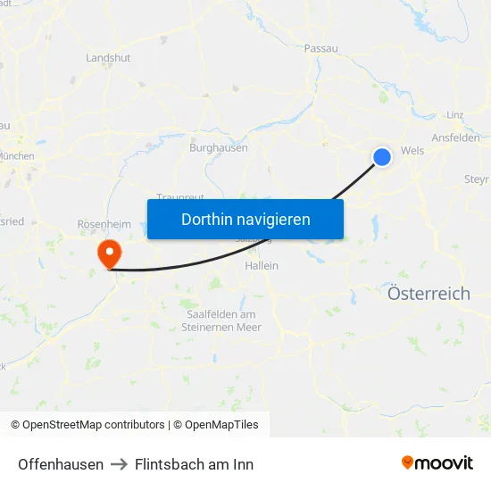 Offenhausen to Flintsbach am Inn map
