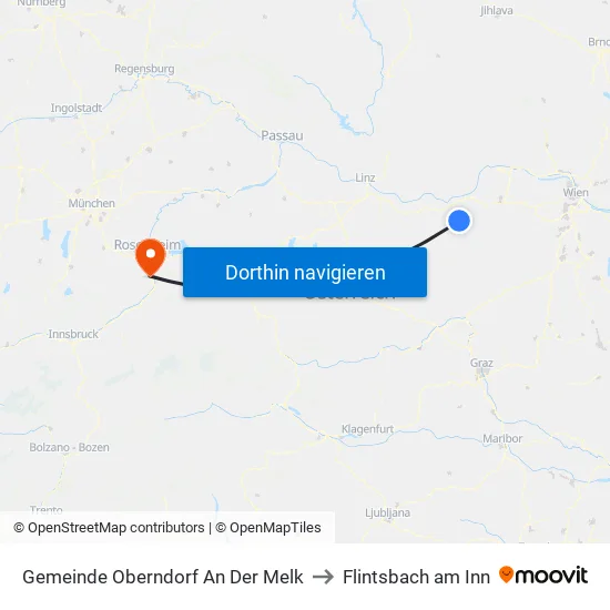 Gemeinde Oberndorf An Der Melk to Flintsbach am Inn map