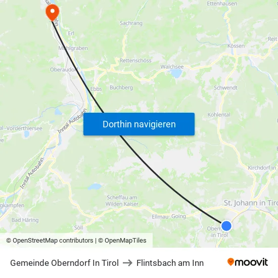 Gemeinde Oberndorf In Tirol to Flintsbach am Inn map