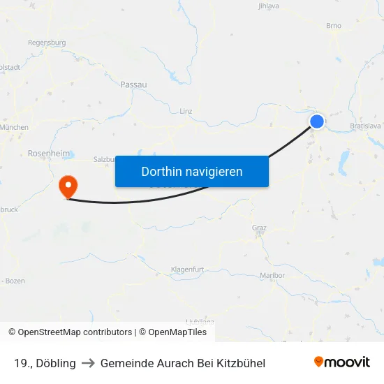 19., Döbling to Gemeinde Aurach Bei Kitzbühel map