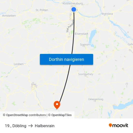 19., Döbling to Halbenrain map