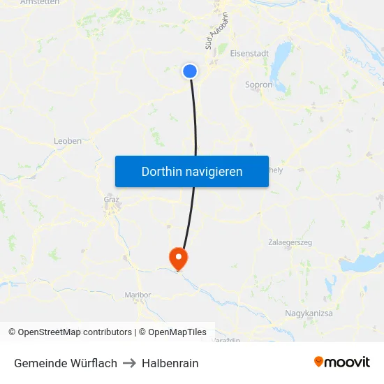 Gemeinde Würflach to Halbenrain map