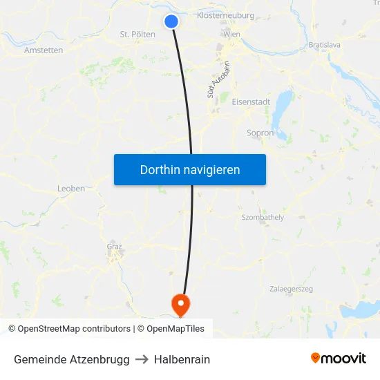 Gemeinde Atzenbrugg to Halbenrain map