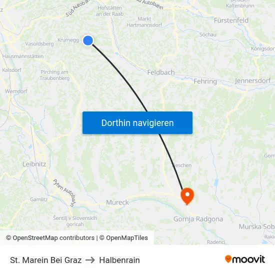 St. Marein Bei Graz to Halbenrain map