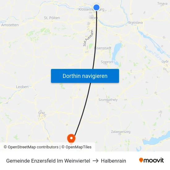 Gemeinde Enzersfeld Im Weinviertel to Halbenrain map
