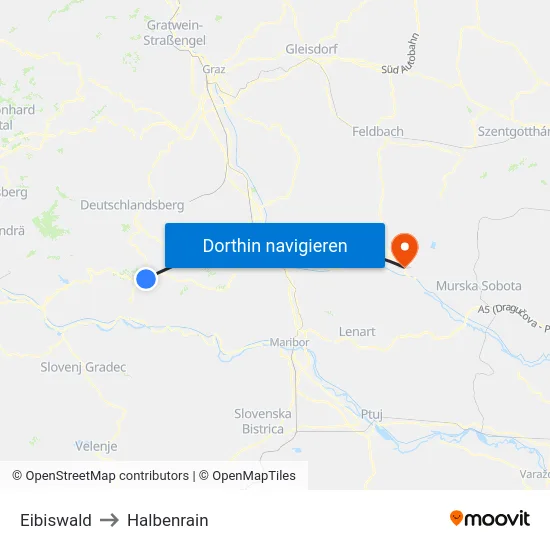 Eibiswald to Halbenrain map