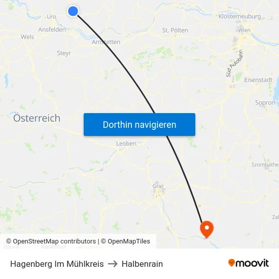 Hagenberg Im Mühlkreis to Halbenrain map