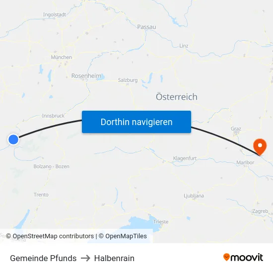 Gemeinde Pfunds to Halbenrain map