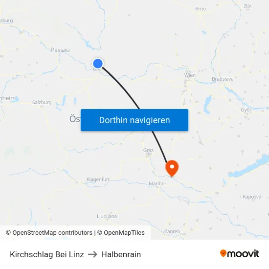 Kirchschlag Bei Linz to Halbenrain map