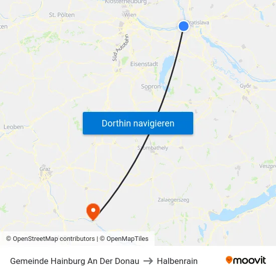 Gemeinde Hainburg An Der Donau to Halbenrain map