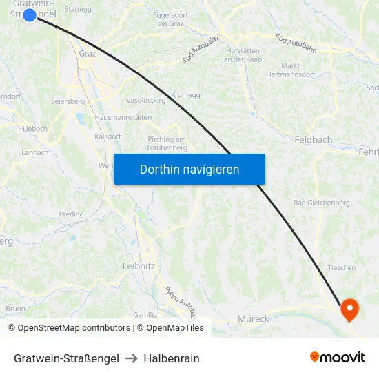 Gratwein-Straßengel to Halbenrain map
