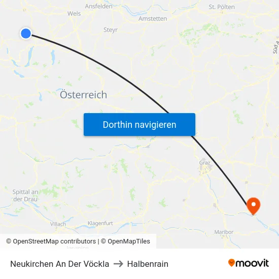 Neukirchen An Der Vöckla to Halbenrain map