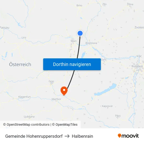Gemeinde Hohenruppersdorf to Halbenrain map
