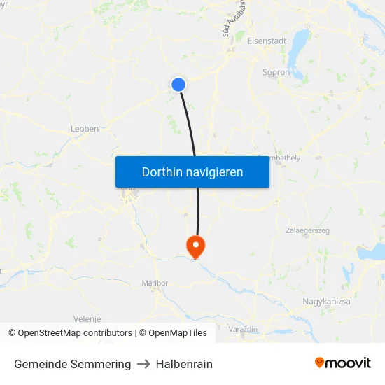 Gemeinde Semmering to Halbenrain map