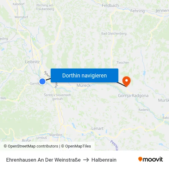Ehrenhausen An Der Weinstraße to Halbenrain map