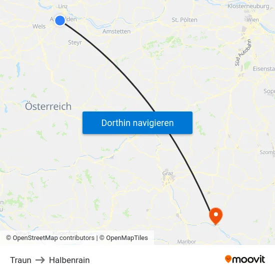 Traun to Halbenrain map