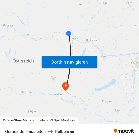 Gemeinde Hausleiten to Halbenrain map