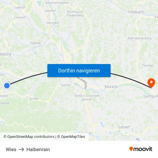 Wies to Halbenrain map