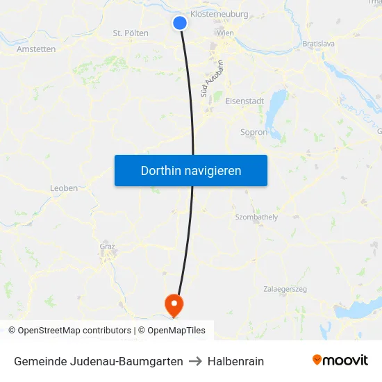Gemeinde Judenau-Baumgarten to Halbenrain map