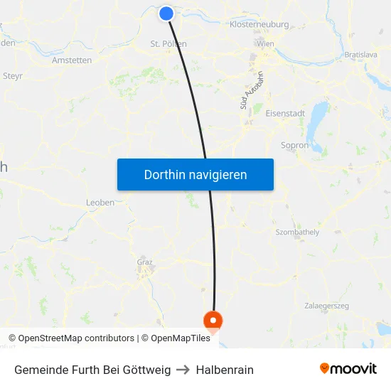 Gemeinde Furth Bei Göttweig to Halbenrain map
