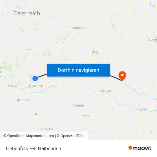 Liebenfels to Halbenrain map